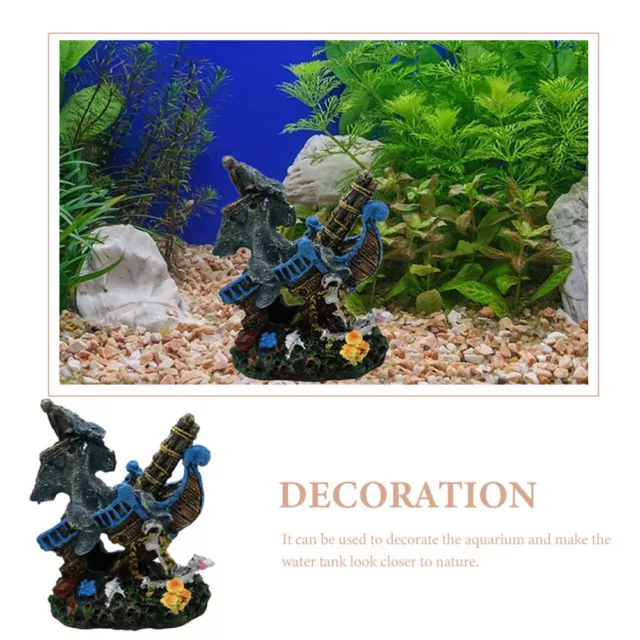 Underwater Shipwreck Aquarium Fish Cave Tank Ornament Decor Decorate 3