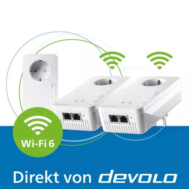 devolo Magic 2 WiFi 6 Powerline 2400 Mbps Mesh WLAN Verstärker 3x Adapter