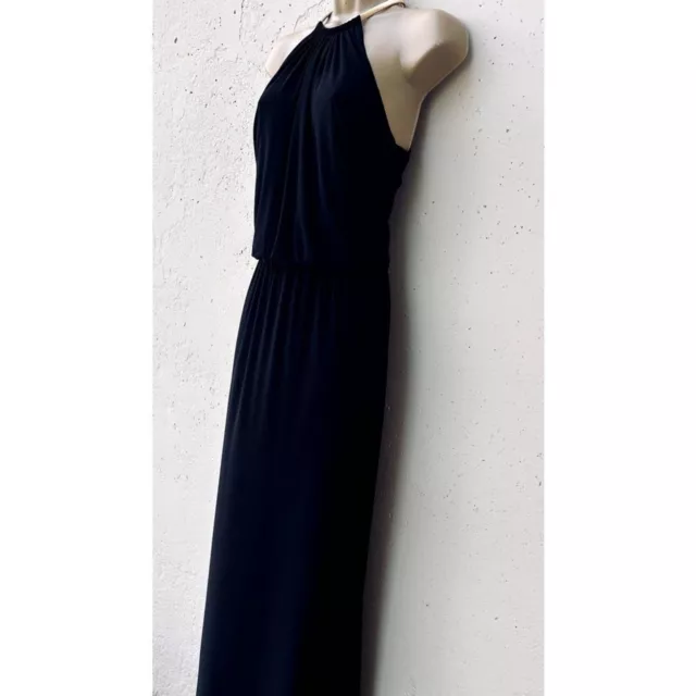 Prelude Black Glam Halter Neck Cold Shoulder Blouson Jersey Prom Maxi Dress Sz S 3