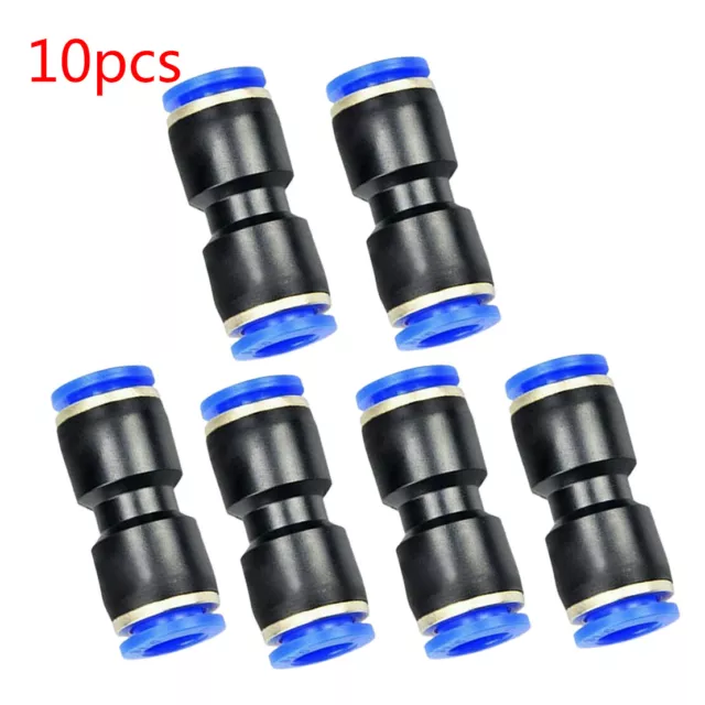 10x 1/4" OD Tube Pneumatic Straight Union Connector Push To Connect Air Fitting 2