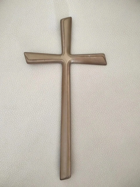 Croce stilizzata in bronzo lucido per lapidi e cappelle cimiteriali