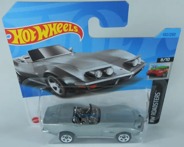 Hot Wheels 1972 Chevy Corvette Stingray (silver) on short card #132/2023