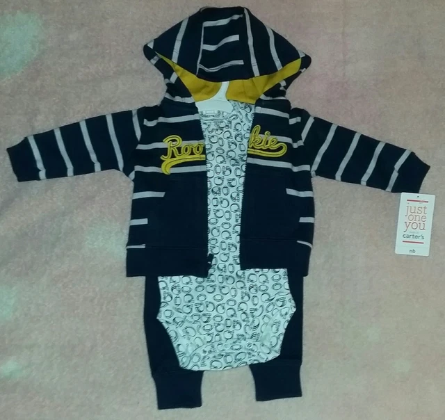NEW Carter's JOY Newborn Baby Boy "Rookie" Jacket+Bodysuit+Pants Set--Football