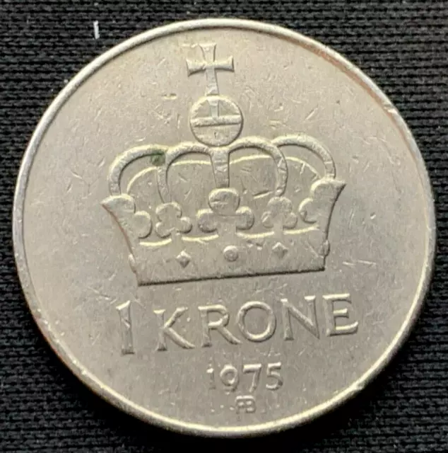 1975 Norway 1 Krone Coin XF    Better Circulated World Coin   #K2318