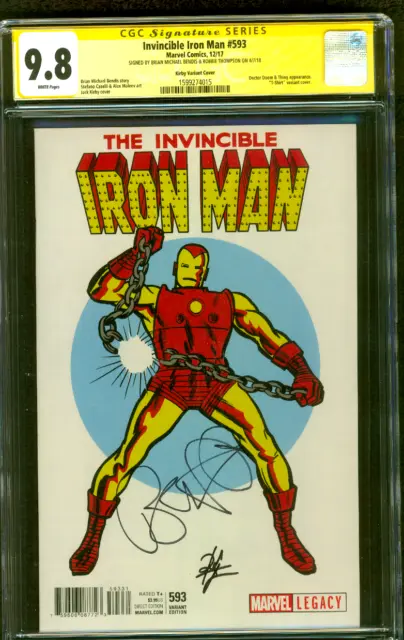 Invincible Iron Man 593 CGC 9.8 2XSS Bendis Thompson Jack Kirby Variant 12/17