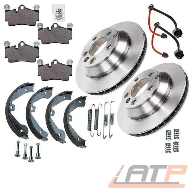 2x BREMSSCHEIBE + BREMSBELÄGE + BREMSBACKEN + WARNKONTAKT  HINTEN FÜR AUDI Q7 4L