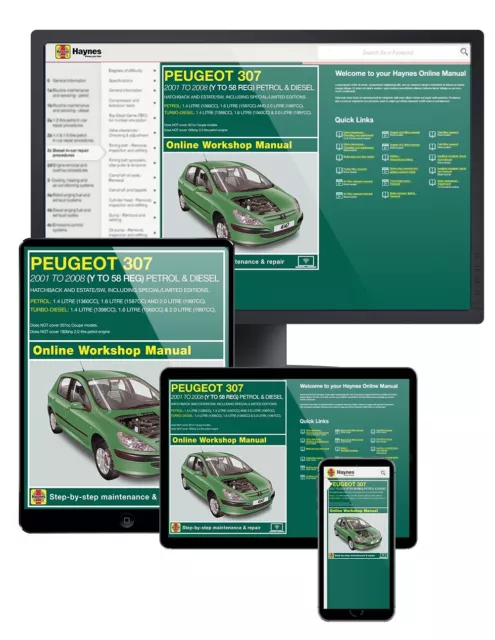 Peugeot 307 Petrol & Diesel (2001-2008) Y to 58 Haynes Online Car Manual