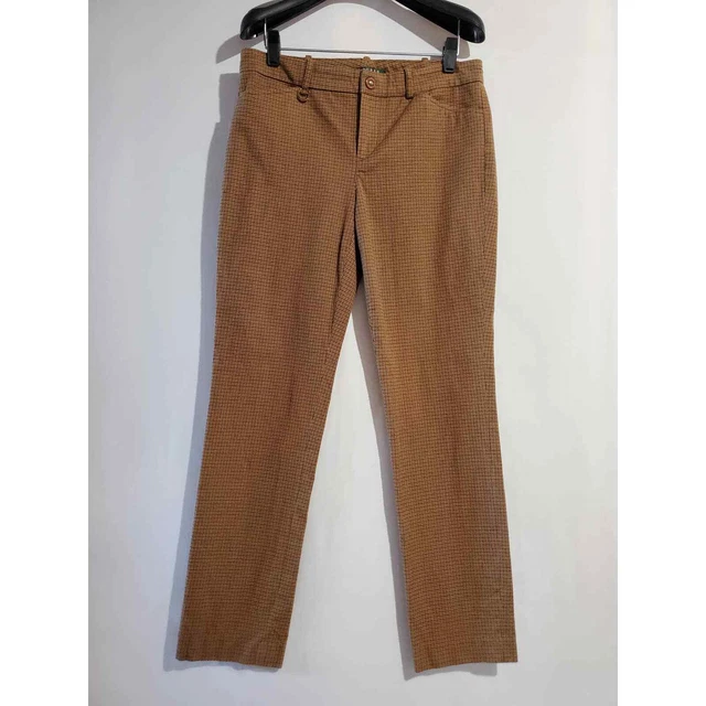 Lauren Ralph Lauren Houndstooth Equestrian Straight Leg Pants Women's 4 Brown
