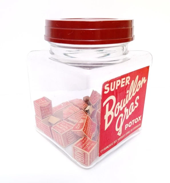 ANCIEN BOCAL PUBLICITAIRE Bouillon KUB en Verre/Bakélite 1930 Comptoir