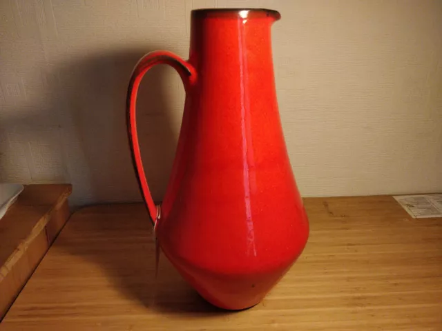 Vintage BAY Jug Vase West G3rmany Pottery 69-40  Mid-Century Red Fat Lava WGP