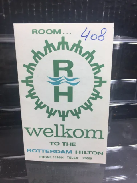 Vintage Rotterdam Hilton Hotel Room Guest Welcome Flyer Map Guide KLM Dutch ad