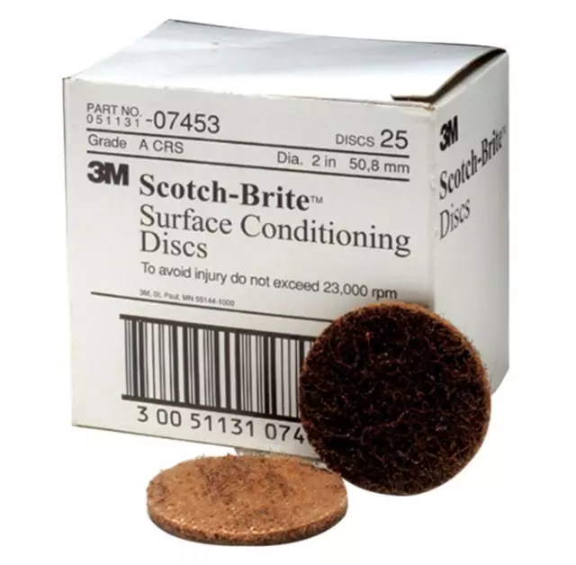 3M 07453 Coarse Brown 2" Hookit Scotch Brite Surface Conditioning Discs 25 Discs