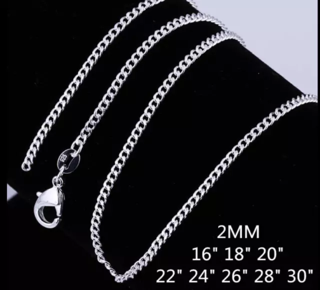 Women 925 Sterling Silver Filled 2mm Classic Chain Necklace For Pendants