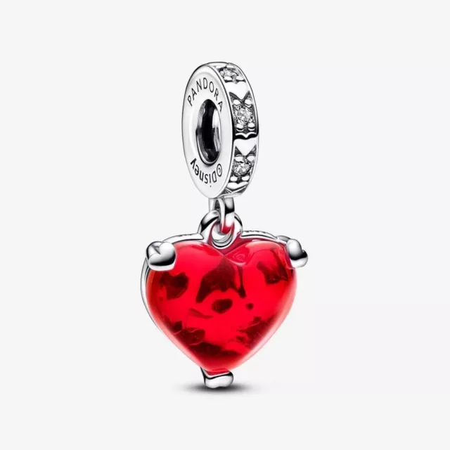 New Genuine Pandora Disney Mickey & Minnie Mouse Kiss Red Murano Glass 792522C01