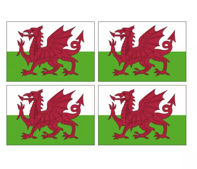 4 Welsh Wales Flag Stickers Indoor or Outdoor Stickers or Window Cling