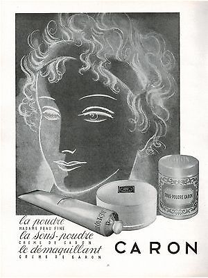 Publicité Advertising  0822  1955   Caron  la poudre   sous poudre démaquillant 
