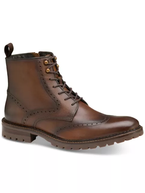 JOHNSTON & MURPHY Mens Brown Garrison Round Toe Block Heel Leather Boots 11 M