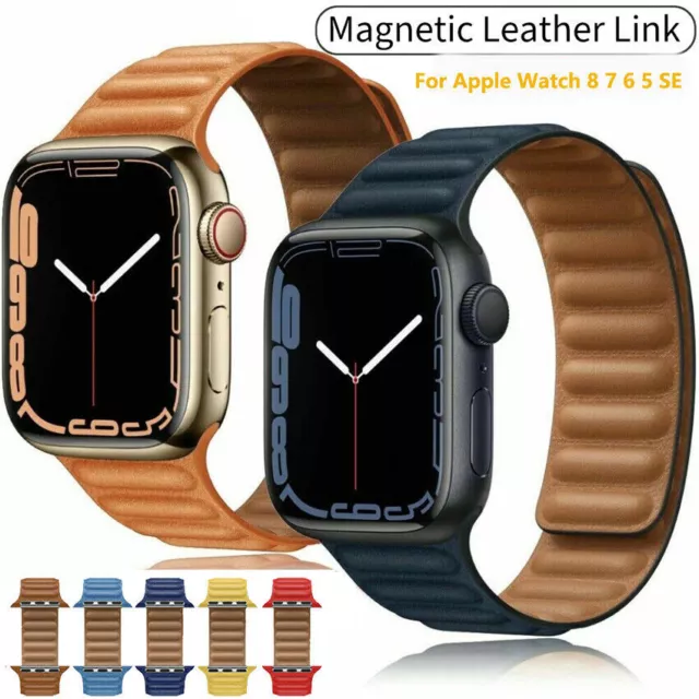 Für Apple Watch Leder Link Armband iWatch Series Ultra 9 8 7-SE 40/44/45mm 49mm