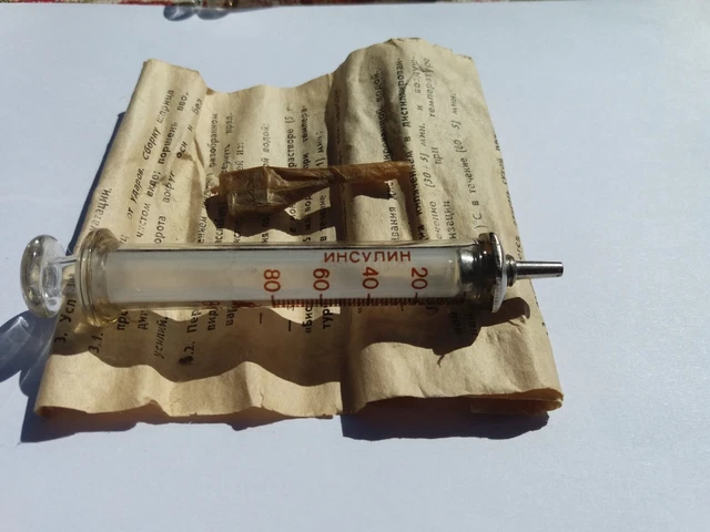 3er Set Insulin Spritze Rekord UdSSR 2 ml mit Packungsbeilage und 2 Kanülen 
