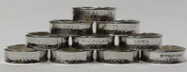 Oklahoma   Silver Proof  Us State Quarter Handmade Coin Ring  Size 4 -12 3