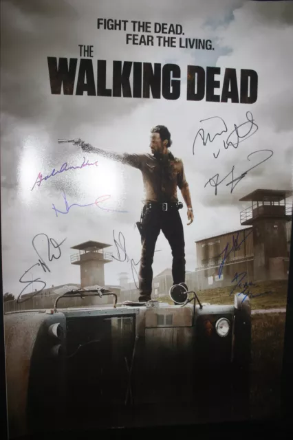 THE WALKING DEAD CAST SIGNED 20x30 PHOTO ANDREW LINCOLN ROBERT KIRKMAN DC/COA +8