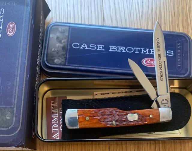 Case Bros Small Chestnut Gunstock Knife Never Used In Box #6215 Ss  D1