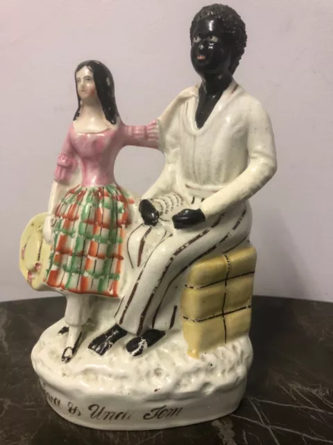 Antique Staffordshire Pottery Group Uncle Tom and standing Eva circa 1850 - 1865