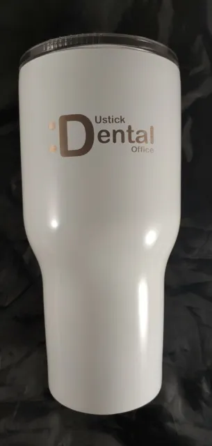 30 oz Tumbler White Stainless Steel Vacuum Insulated Travel Mug Ustick Dental