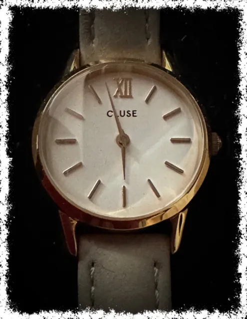 Brand New Ladies Cluse Watch White Dial Rose Gold Case Grey Leather Strap