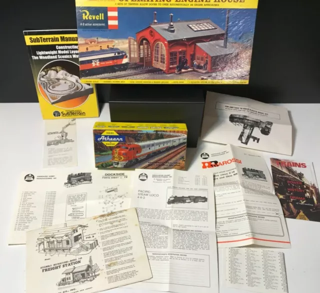 Vintage Large Lot of Ho Scale Train Boxes & Instructions for Engines & Bldgs.