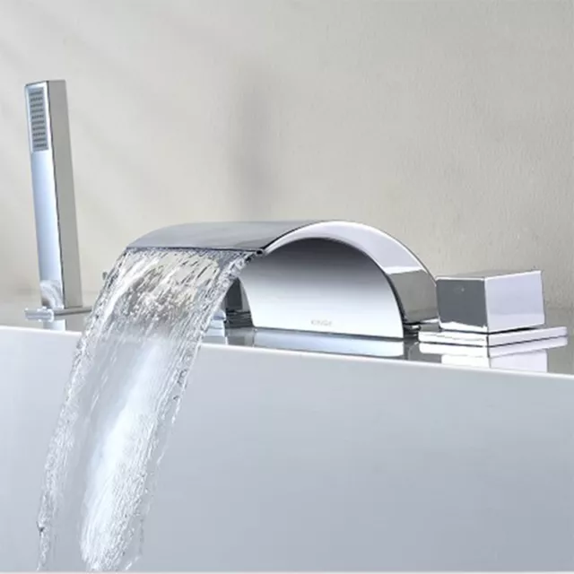 Rubinetto per vasca a cascata a 5 fori rubinetto per vasca da bagno set doccia a