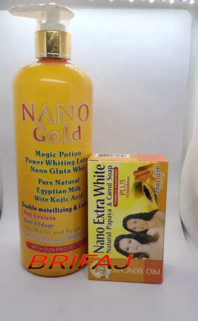 Nano Zaubertrank Whitening Körperlotion 500ml mit Gluta & Kojisäure + Seife