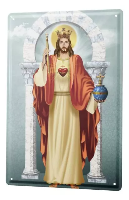 Blechschild Nostalgie Wand Deko Schild Jesus Krone Zepter 20X30 cm