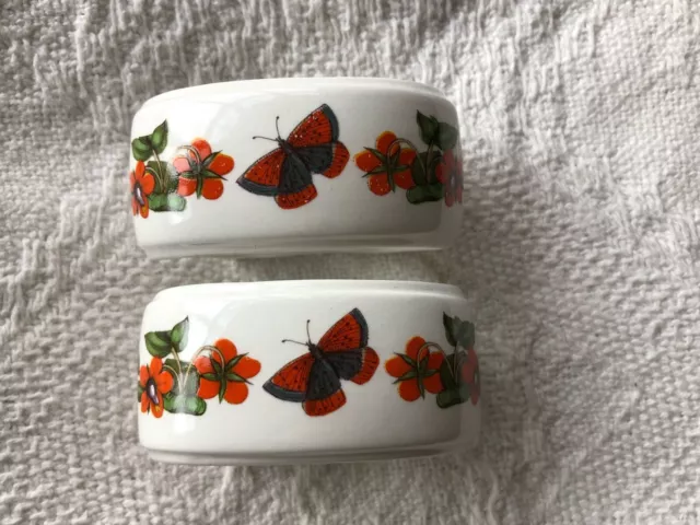 Portmeirion Vintage Botanic Garden Butterfly Napkin Serviette RingsX2 Ceramic