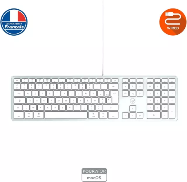 Mobility Lab USB Clavier français AZERTY filaire pour Mac – blanc et argenté