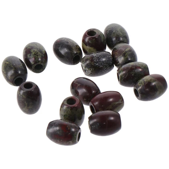 15pcs Green & Red Barrel Loose Stone Beads Big Hole Spacer Beads  Jewelry Making