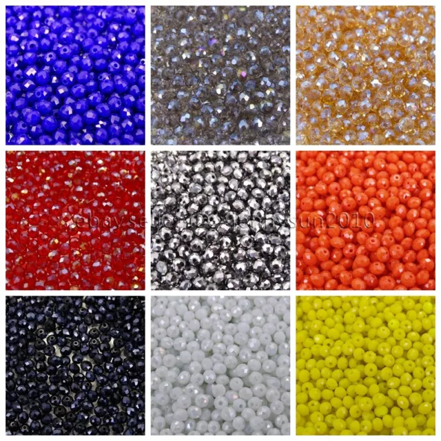 Freeshipping 100Pcs Top Quality Czech Crystal Faceted Rondelle Beads 3x 4mm 3