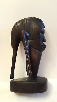 Vintage African Art Hand Carved Wooden - Tribal Head / Bust/ Figure