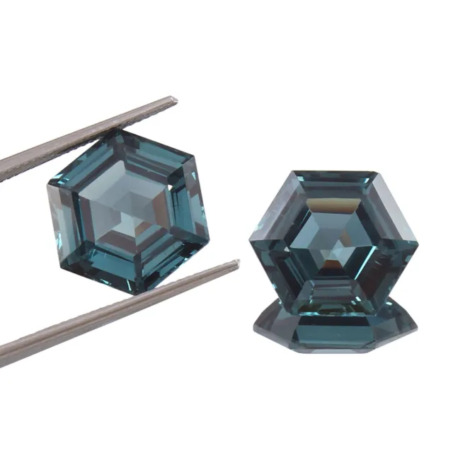 AAA Naturel Bleuâtre Vert Tourmaline 10x10 MM Hexagone Coupe Desseré Gemme Pair