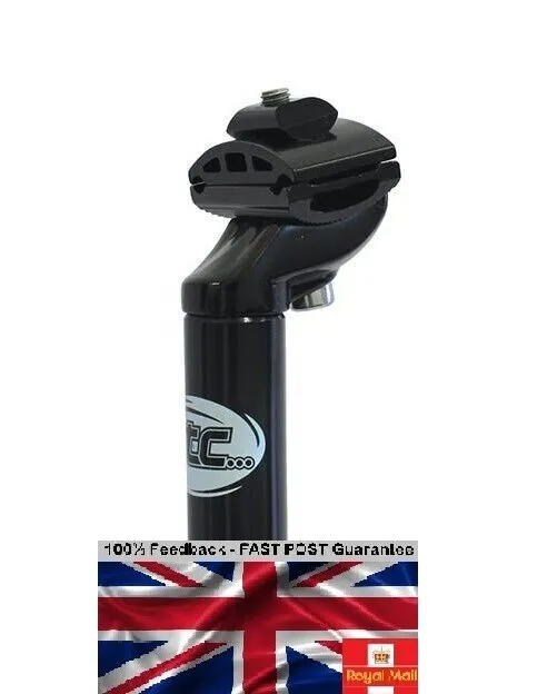 Bike Seat Post Micro Adjust - Black Alloy Stem - 26.2mm x 400mm - UK FAST POST!