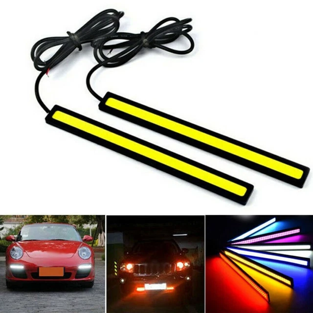 2X LED STRIP DRL Daytime Running Lights FOG COB CAR LAMP WHITE DAY