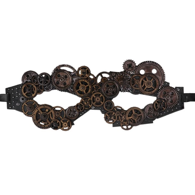 Masque cuivré avec rouages, bal steampunk vénitien  en PVC
