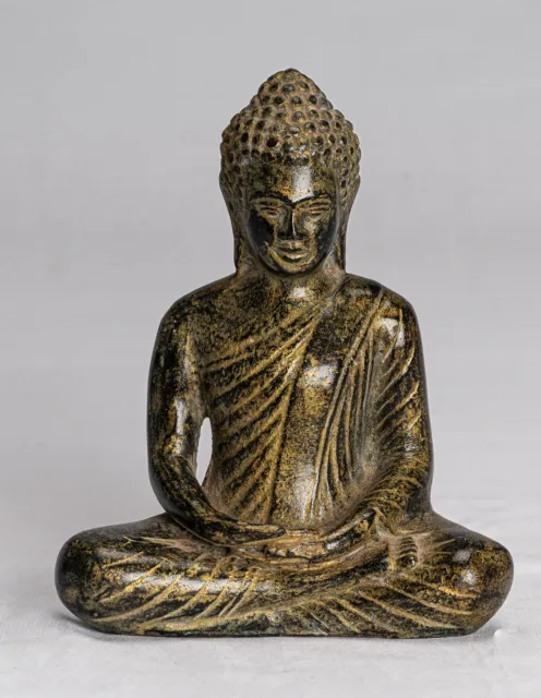 Ancien Khmer Style Bronze Assis Méditation Angkor Statue de Bouddha -13.5cm / 5