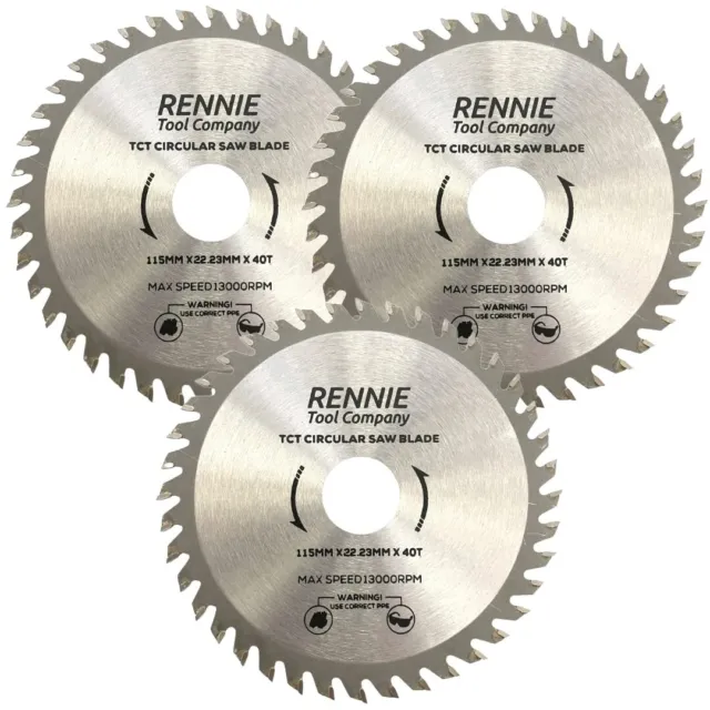 3 X 115mm x 40T TCT Circular Wood Saw Blade 4.5" Cutting Disc For Wood & Plastic