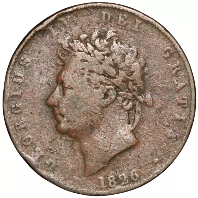 1826 Great Britain George IV Half Penny Coin