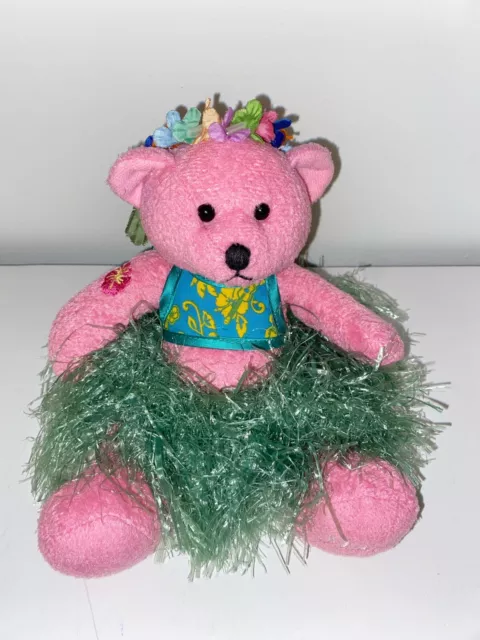 Hawaiian Collectibles Passport Bear LOKELANI Hula Plush Pink Bear