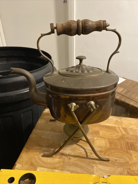 vintage copper spirit kettle and burner