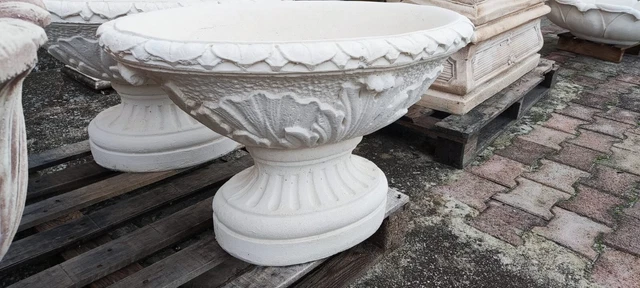 Portafiori In Marmo Per Cimitero VASO PORTAFIORI ART- Vs02 Ovale Polvere Di Marmo E Cemento No Pietra