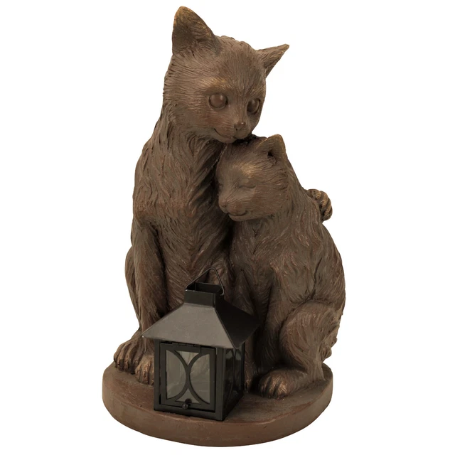 GARTENFIGUREN KATZE Deko Figur mit Laterne Wetterfest, groß, Tiere