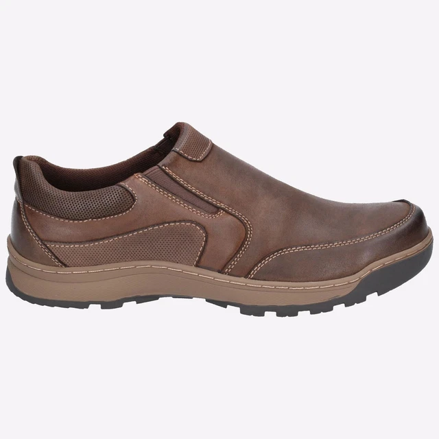 Hush Puppies Jasper Cuir Homme à Enfiler Mémoire Mousse Baskets Marron